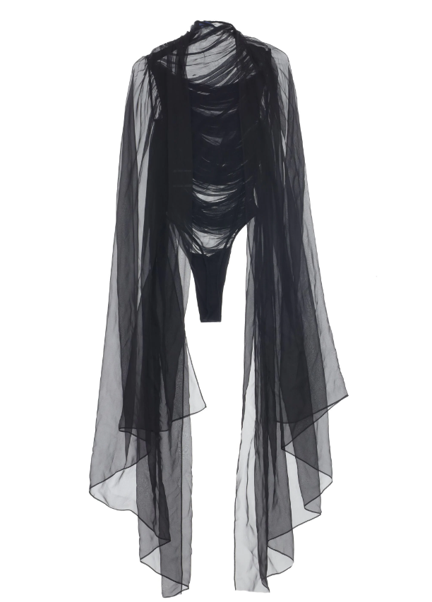black veil-sleeve bodysuit