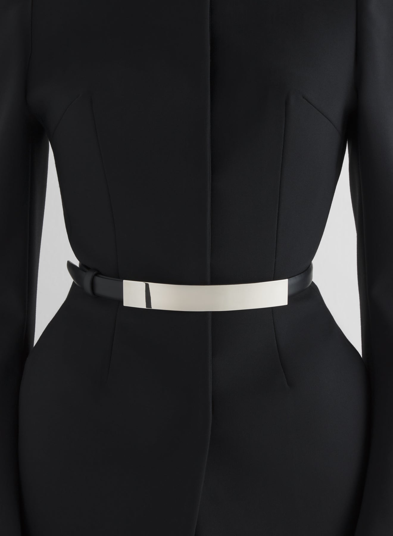 silver arched rectangle buckle belt