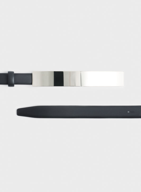 silver arched rectangle buckle belt