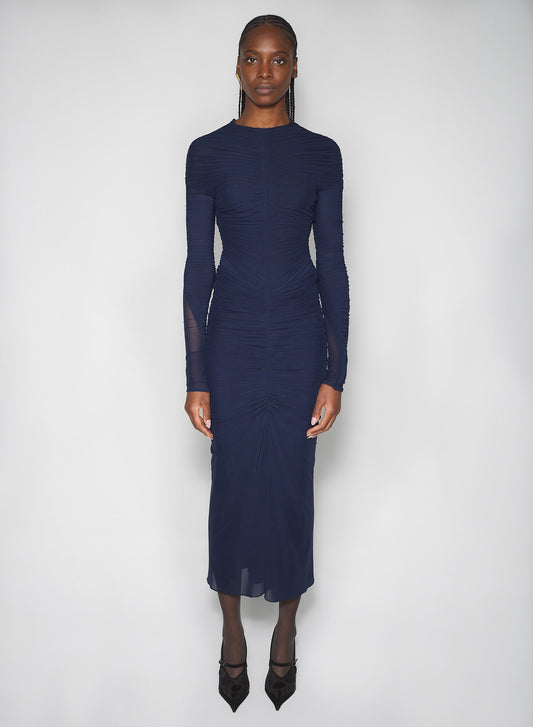 navy ruched bodysuit