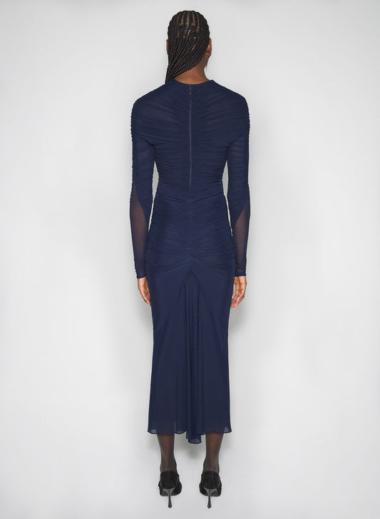 navy ruched bodysuit