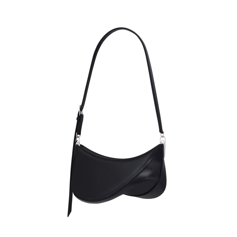 Black medium plain Spiral Curve 01 bag - Mugler fashion official