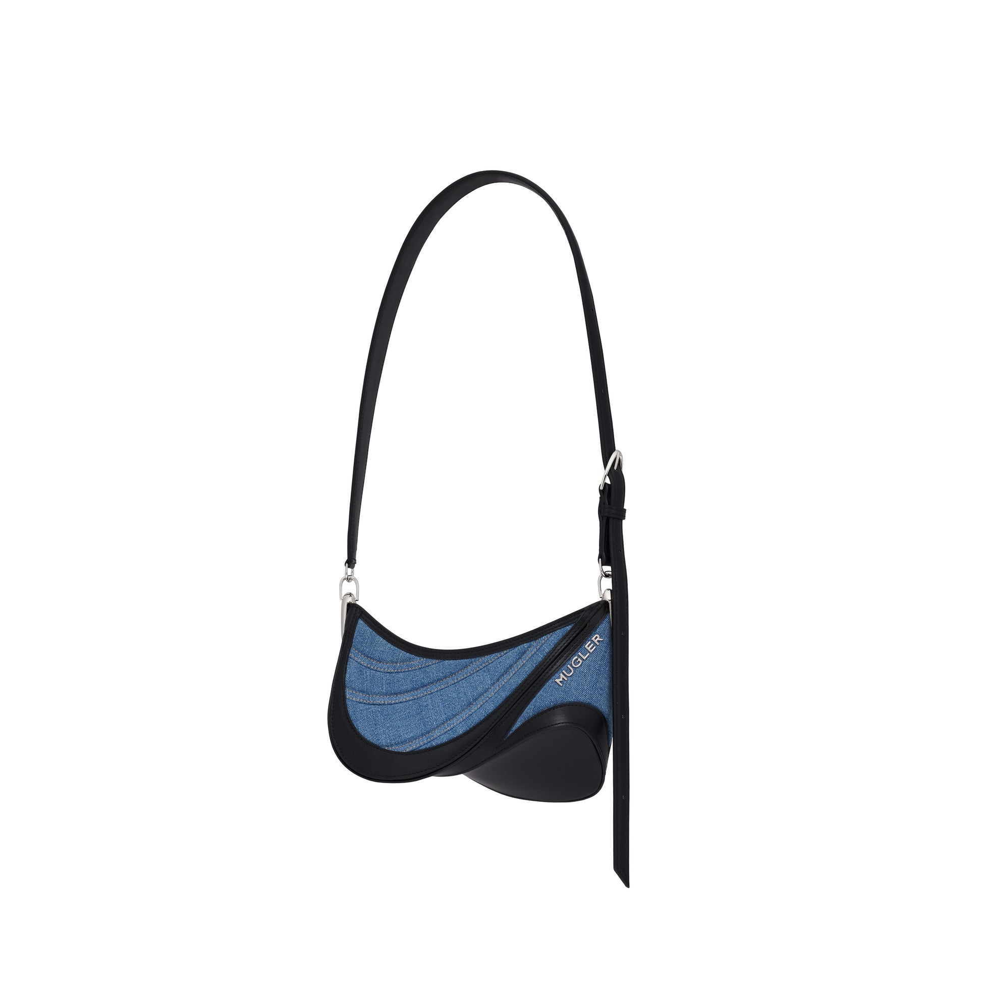 Small denim Spiral Curve 01 bag - Mugler fashion official