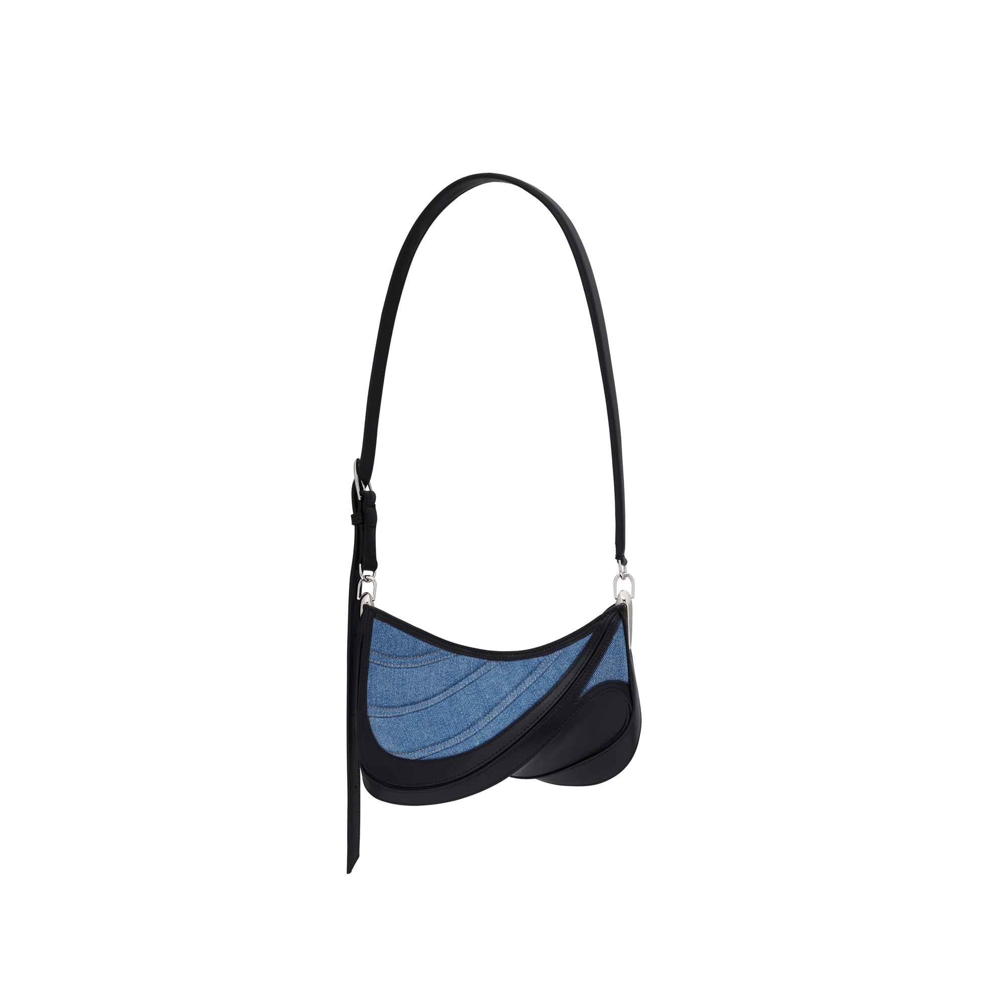 Small denim Spiral Curve 01 bag - Mugler fashion official