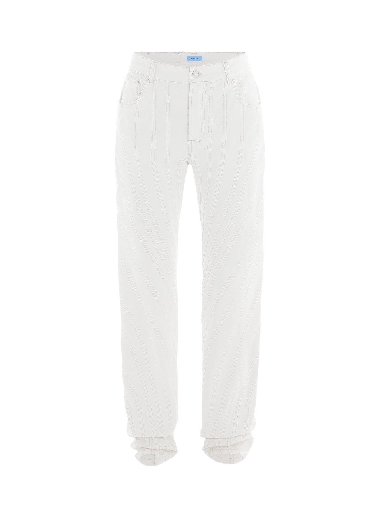 white spiral baggy jeans