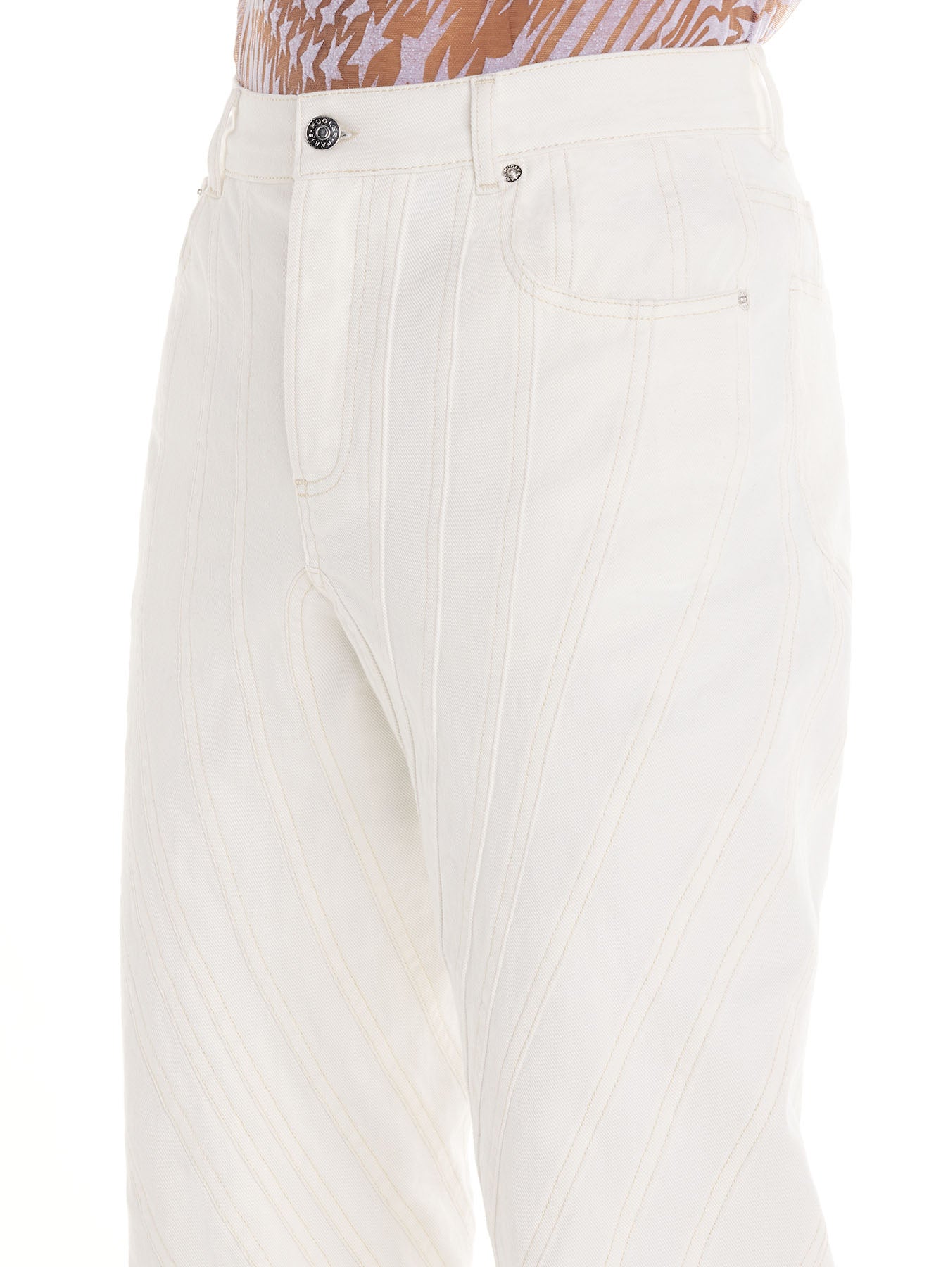 white spiral baggy jeans